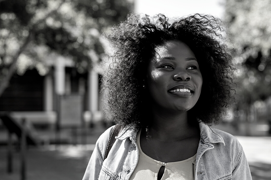 Happy Black Woman Outdoors